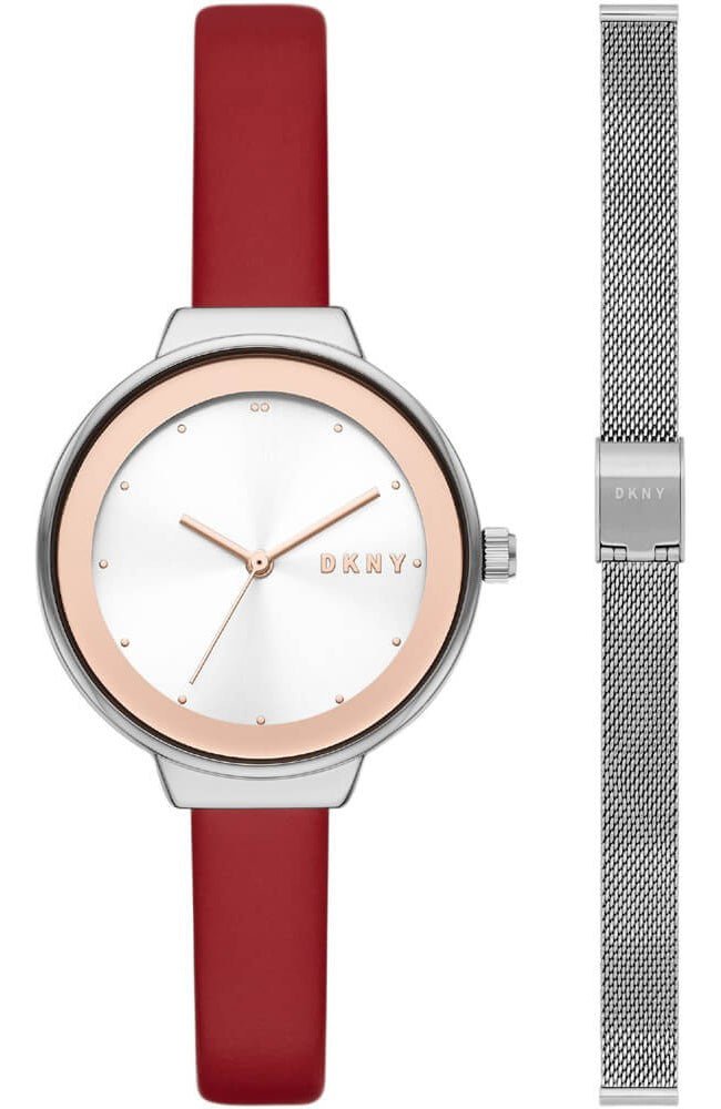 DKNY NY2989SET Astoria Red Leather Strap - Κοσμηματοπωλείο Goldy