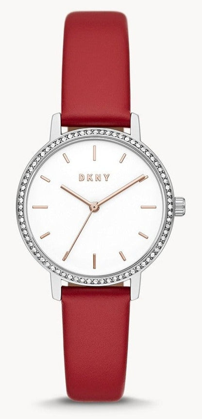 DKNY NY2989SET Astoria Red Leather Strap - Κοσμηματοπωλείο Goldy