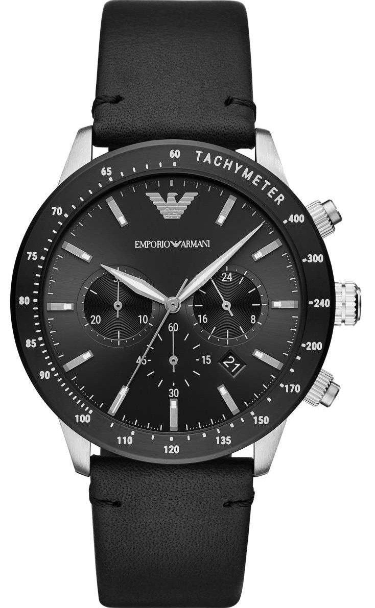 Emporio Armani AR11243 Chronograph Black Leather Strap - Κοσμηματοπωλείο Goldy