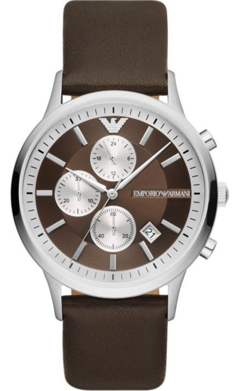 Emporio Armani AR11490 Renato Brown Leather Strap - Κοσμηματοπωλείο Goldy