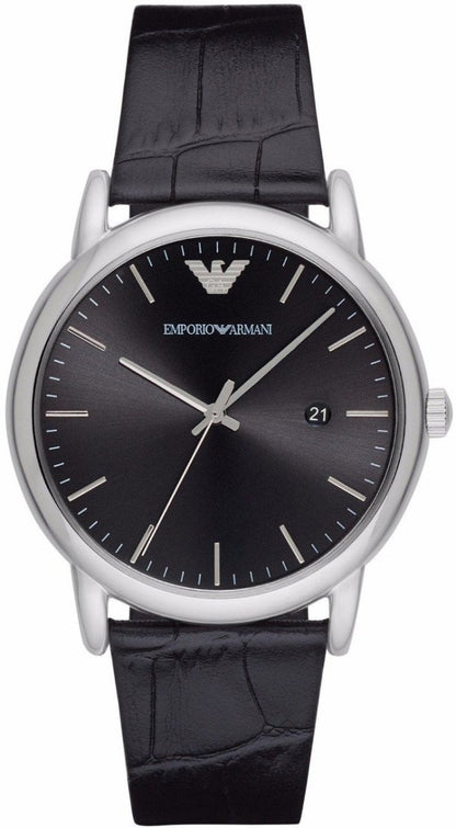 Emporio Armani AR2500 Luigi Black Leather Strap - Κοσμηματοπωλείο Goldy