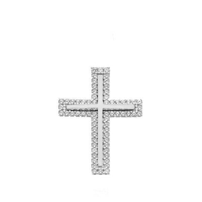 Facad'oro CR-763W Λευκόχρυσος Βαπτιστικός Σταυρός 14ct - Κοσμηματοπωλείο Goldy