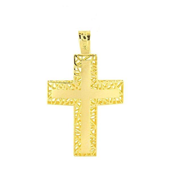 Facad’oro CR-R4 Χρυσός Βαπτιστικός Σταυρός 14ct - Κοσμηματοπωλείο Goldy