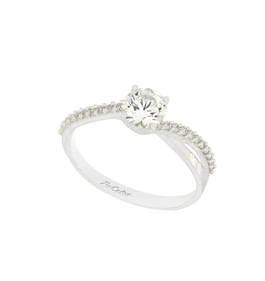 FaCad'oro RI-000756W Λευκόχρυσο Μονόπετρο 14ct με Ζιργκόν - Κοσμηματοπωλείο Goldy