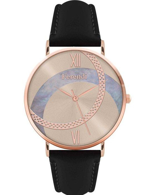 Ferendi 1838-41 Thoi Black Leather Strap - Κοσμηματοπωλείο Goldy