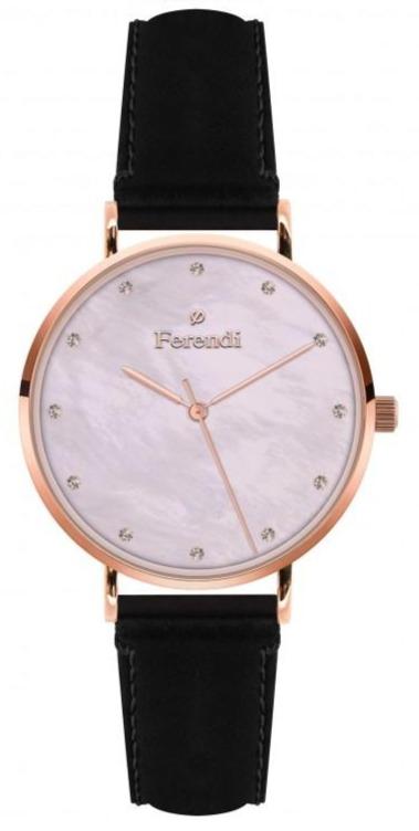 Ferendi 3620-41 Pink Sea Black Leather Strap - Κοσμηματοπωλείο Goldy