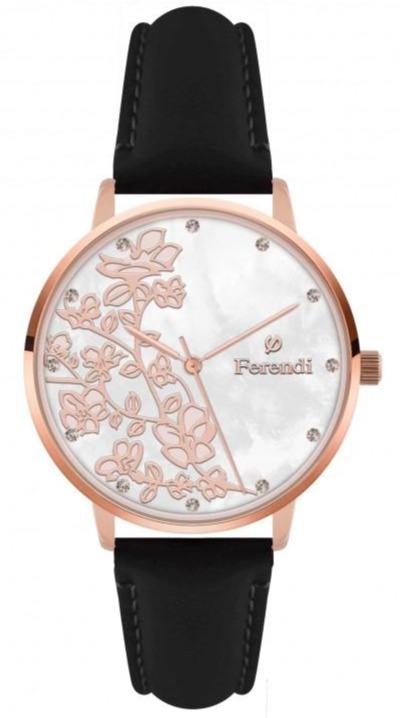 Ferendi 3820R-31 Blossom Black Leather Strap - Κοσμηματοπωλείο Goldy