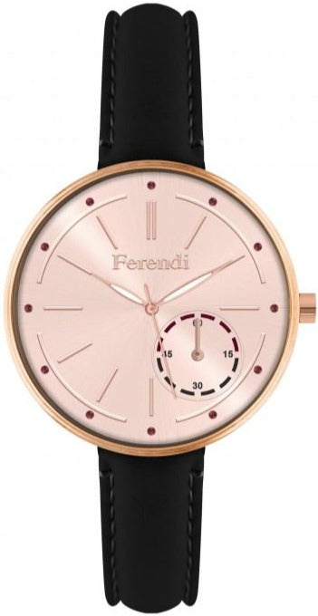 Ferendi 8945-41 Roseate Black Leather Strap - Κοσμηματοπωλείο Goldy