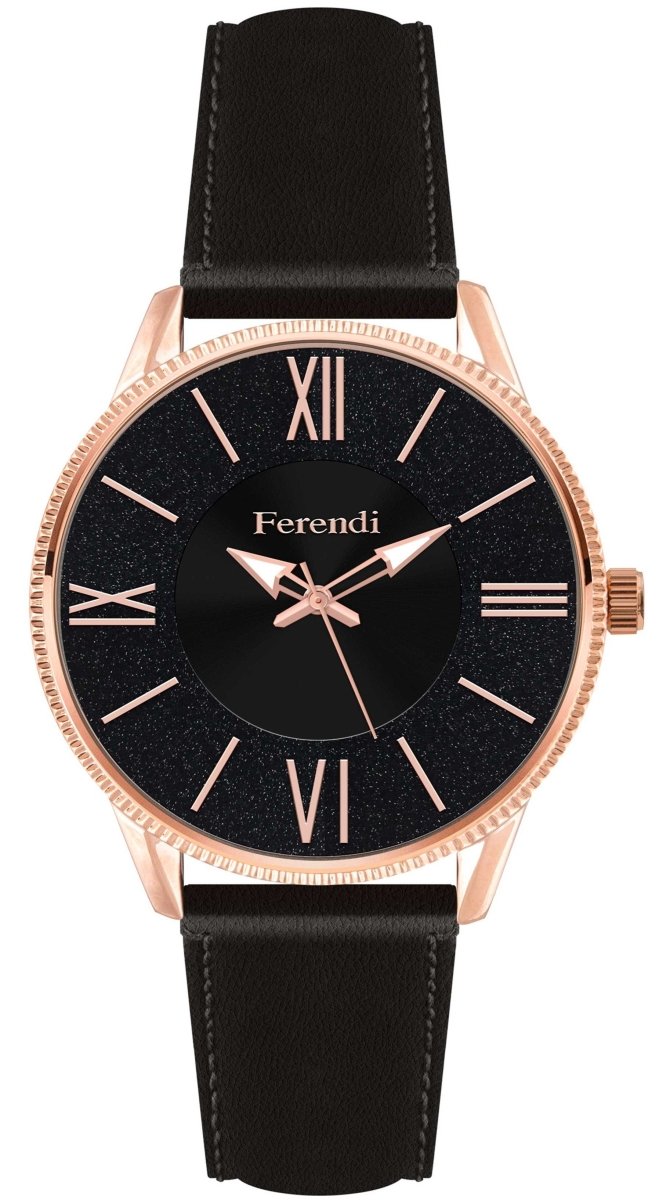 Ferendi FE7160-11 Escale Black Leather Strap - Κοσμηματοπωλείο Goldy