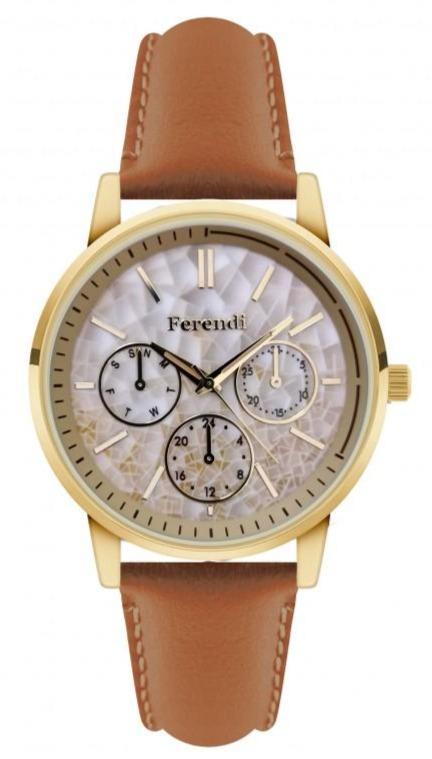 Ferendi FE8448G-50 Infinity Brown Leather Strap - Κοσμηματοπωλείο Goldy