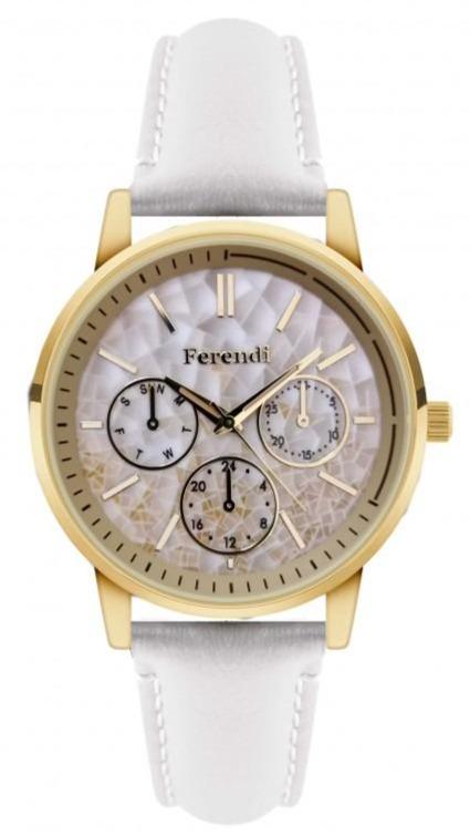 Ferendi FE8448G-52 Infinity White Leather Strap - Κοσμηματοπωλείο Goldy