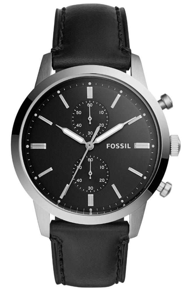 FOSSIL FS5396 Townsman Chronograph Black Leather Strap - Κοσμηματοπωλείο Goldy