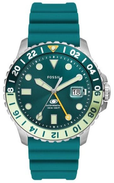 FOSSIL FS5992 Blue GMT Blue Silicon Strap - Κοσμηματοπωλείο Goldy