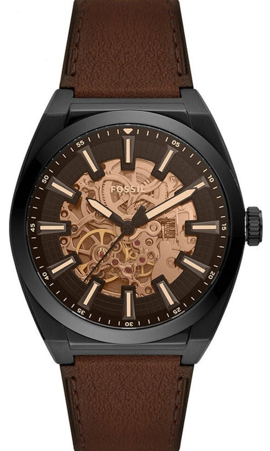 FOSSIL ME3207 Everett Automatic Brown Leather Strap - Κοσμηματοπωλείο Goldy