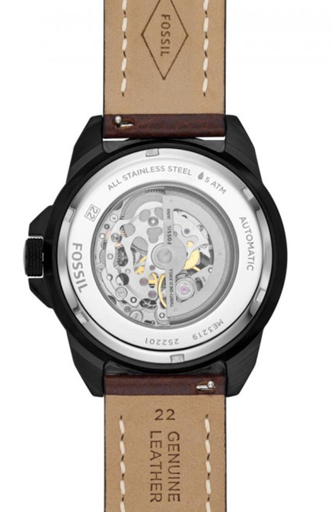 FOSSIL ME3219 Bronson Automatic Brown Leather Strap - Κοσμηματοπωλείο Goldy