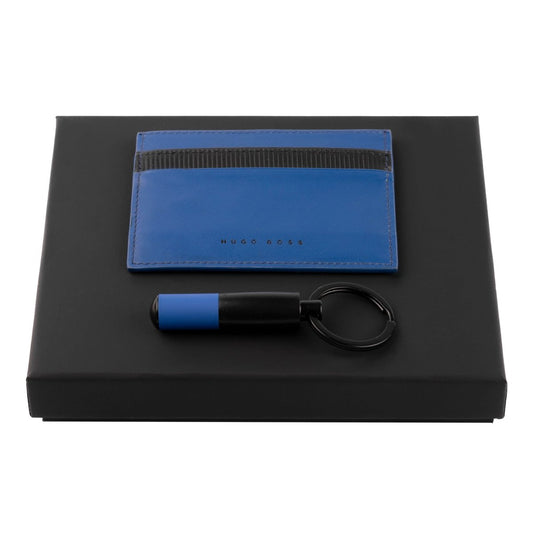 HUGO BOSS HPCK215L Gear Matrix Blue Key Ring & Card Holder Gift Set - Κοσμηματοπωλείο Goldy