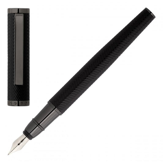 HUGO BOSS HSI1062D Πένα Formation Herringbone Gun Fountain Pen - Κοσμηματοπωλείο Goldy