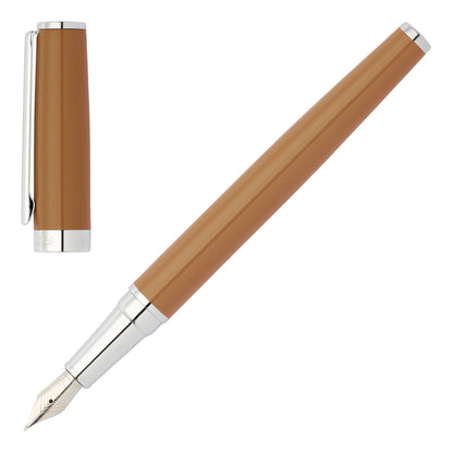 HUGO BOSS HSN2542Z Πένα Gear Icon Camel Fountain Pen - Κοσμηματοπωλείο Goldy