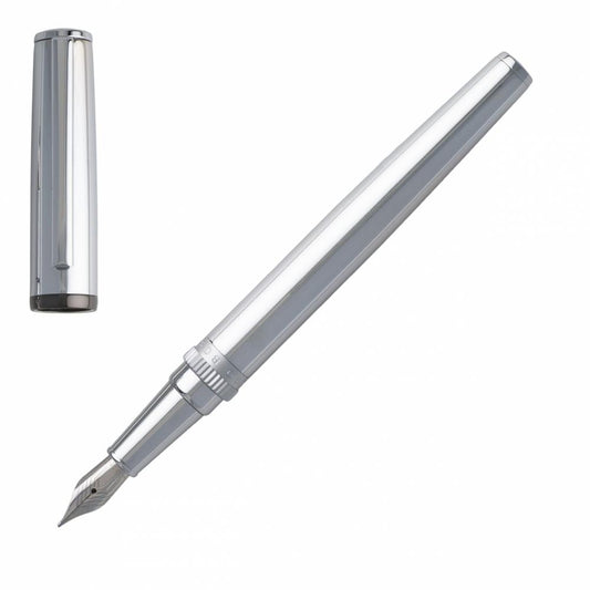 HUGO BOSS HSN9672B Πένα Gear Metal Chrome Fountain Pen - Κοσμηματοπωλείο Goldy