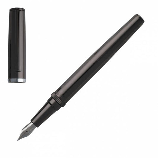HUGO BOSS HSN9672D Πένα Gear Metal Dark Chrome Fountain Pen - Κοσμηματοπωλείο Goldy