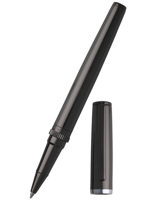 HUGO BOSS HSN9675D Στυλό Gear Metal Dark Chrome Rollerball Pen - Κοσμηματοπωλείο Goldy