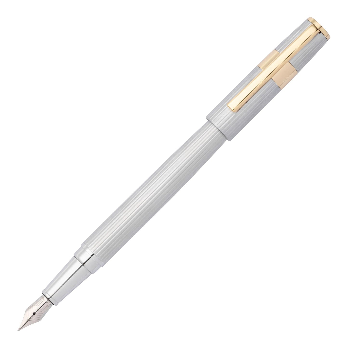 HUGO BOSS HSV2852B Πένα Gear Pinstripe Silver/Gold Fountain Pen - Κοσμηματοπωλείο Goldy