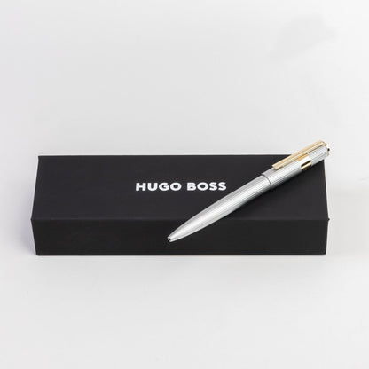 HUGO BOSS HSV2854B Στυλό Gear Ballpoint Pen Pinstripe Silver / Gold - Κοσμηματοπωλείο Goldy