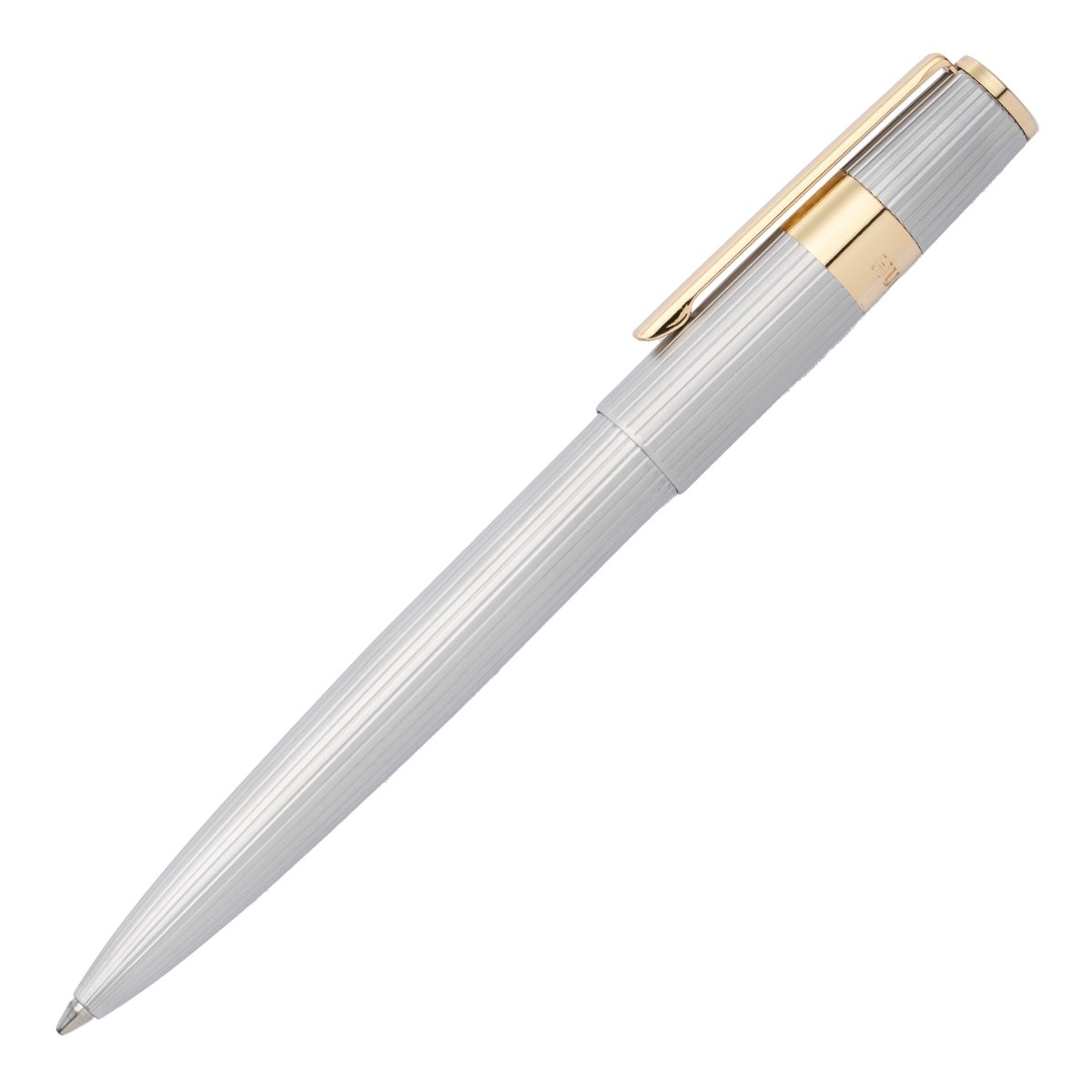 HUGO BOSS HSV2854B Στυλό Gear Ballpoint Pen Pinstripe Silver / Gold - Κοσμηματοπωλείο Goldy