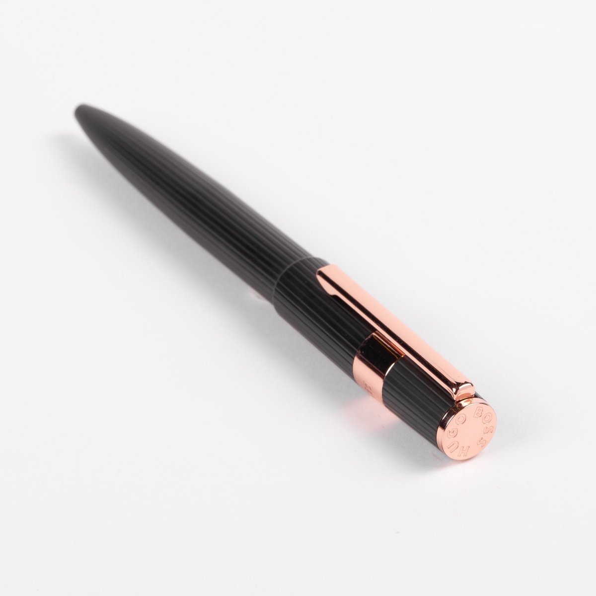 HUGO BOSS HSV2854E Στυλό Gear Ballpoint Pen Pinstripe Black / Rosegold - Κοσμηματοπωλείο Goldy