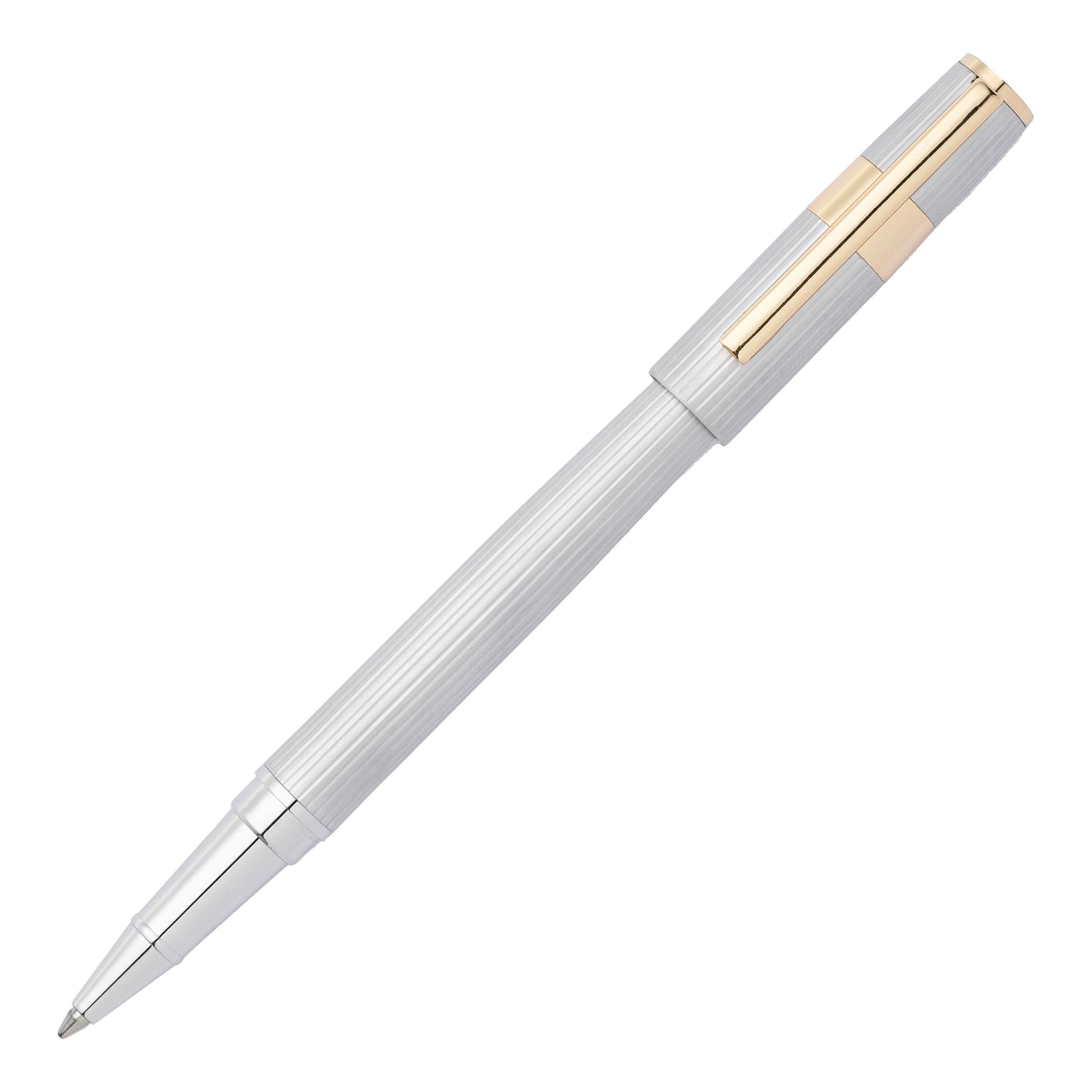 HUGO BOSS HSV2855B Στυλό Gear Pinstripe Silver-Gold Rollerball Pen - Κοσμηματοπωλείο Goldy