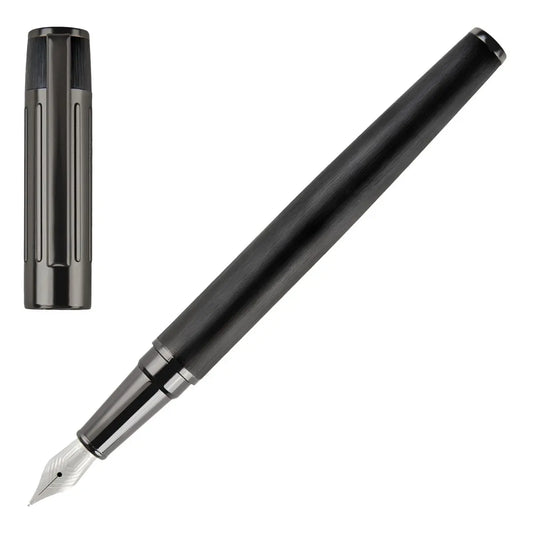HUGO BOSS HSV3062A Πένα Gear Ribs Black Fountain Pen - Κοσμηματοπωλείο Goldy