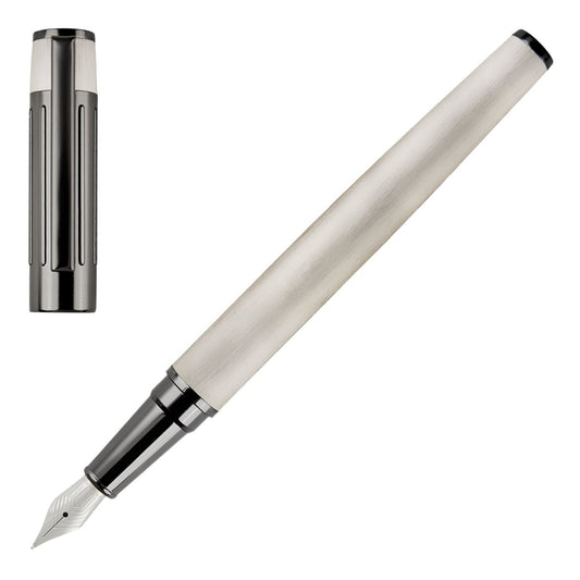 HUGO BOSS HSV3062B Πένα Gear Ribs Chrome Fountain Pen - Κοσμηματοπωλείο Goldy