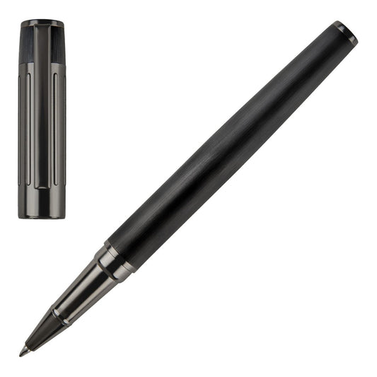 HUGO BOSS HSV3065A Στυλό Gear Ribs Black Rollerball Pen - Κοσμηματοπωλείο Goldy