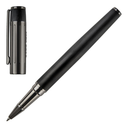 HUGO BOSS HSV3065A Στυλό Gear Ribs Black Rollerball Pen - Κοσμηματοπωλείο Goldy