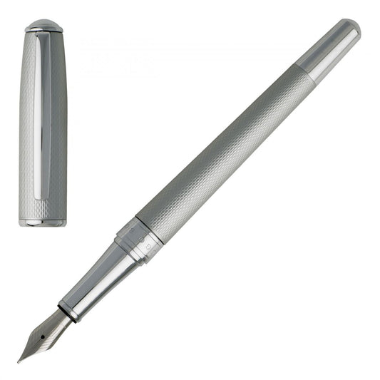 HUGO BOSS HSW7442B Πένα Essential Matte Chrome Fountain Pen - Κοσμηματοπωλείο Goldy