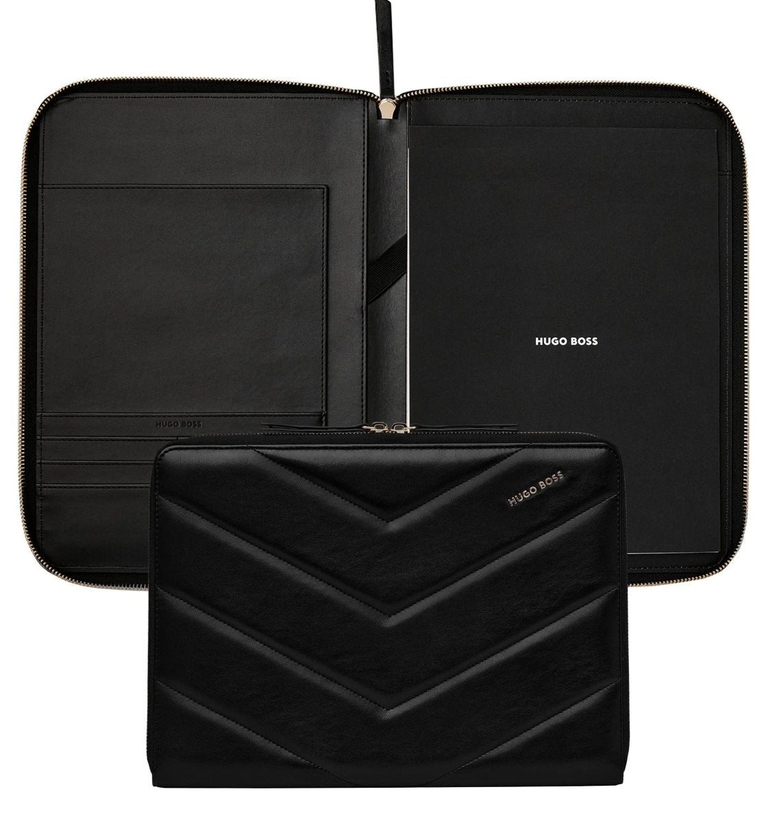 HUGO BOSS HTM311A Ντοσιέ A5 Triga Black Zip Folder - Κοσμηματοπωλείο Goldy