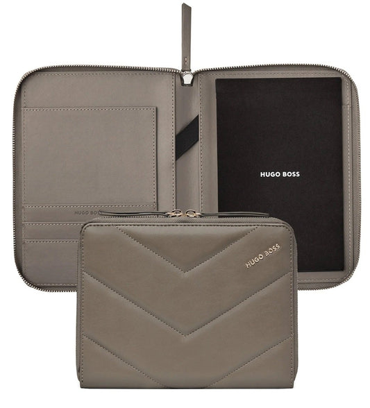 HUGO BOSS HTM311H Ντοσιέ A5 Triga Taupe Zip Folder - Κοσμηματοπωλείο Goldy