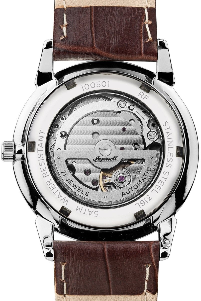 Ingersoll I00501 New Haven Automatic Brown Leather Strap - Κοσμηματοπωλείο Goldy