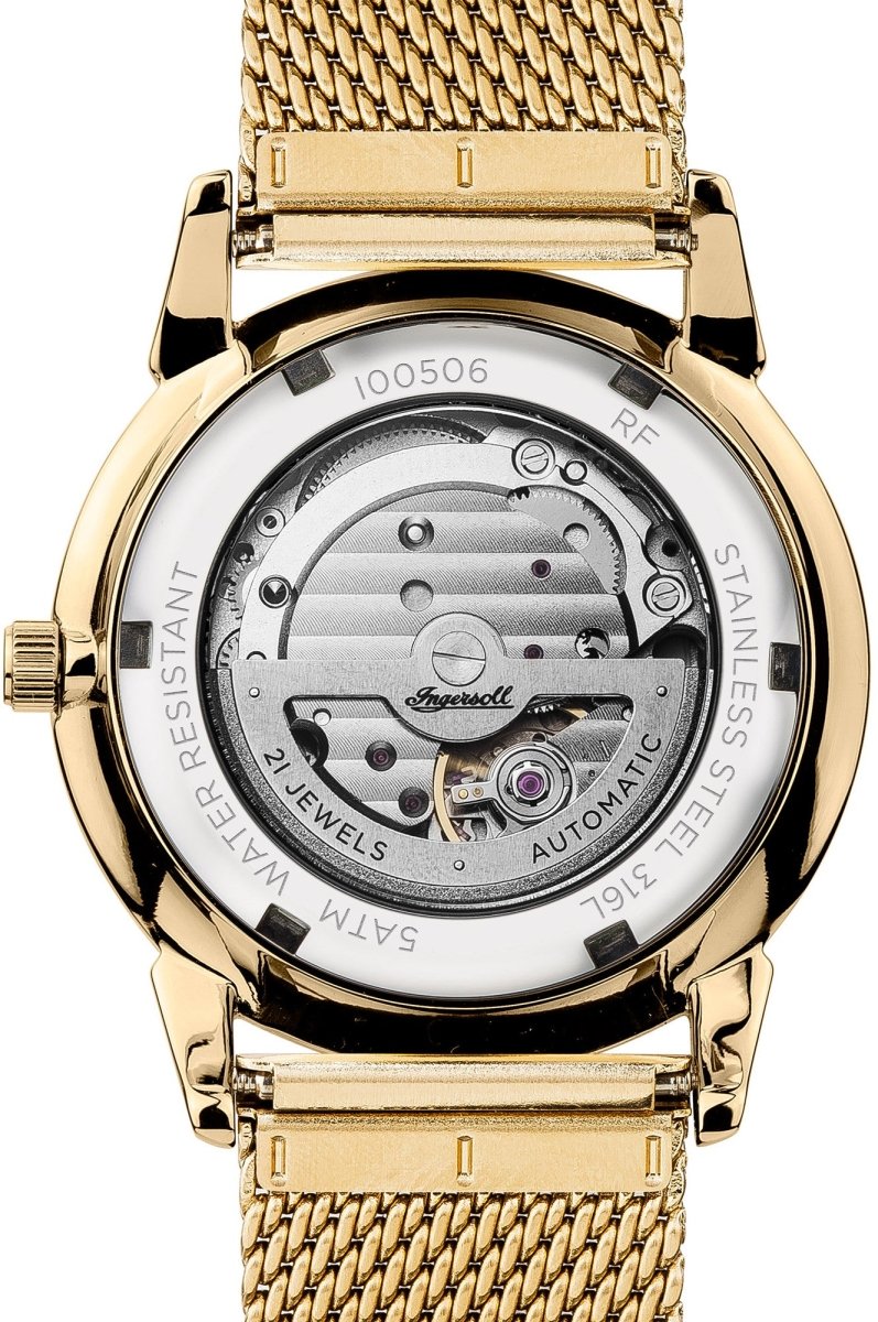 Ingersoll I00506 New Haven Automatic Gold Stainless Steel Watch - Κοσμηματοπωλείο Goldy