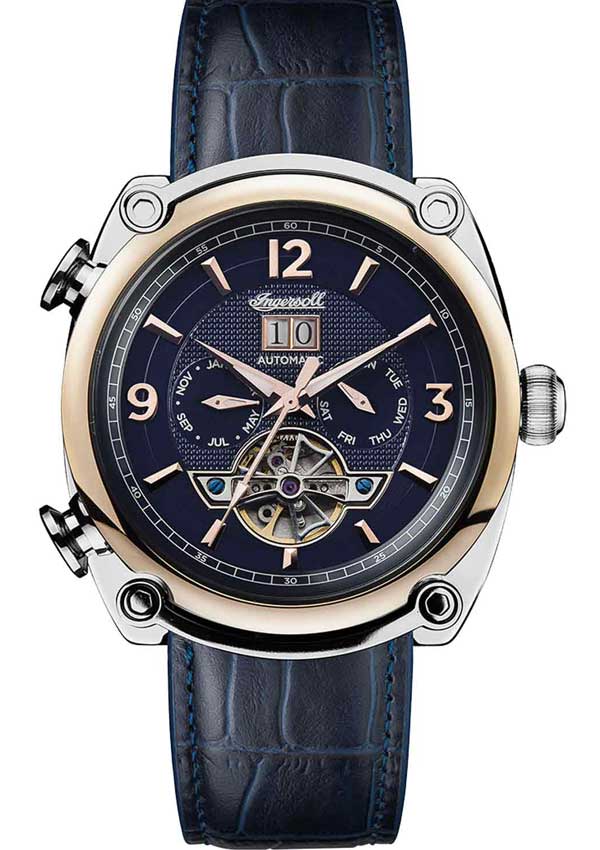 Ingersoll I01101B Michigan Automatic Blue Leather Strap - Κοσμηματοπωλείο Goldy