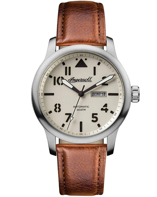 Ingersoll I01301 Hatton Automatic Brown Leather Strap - Κοσμηματοπωλείο Goldy