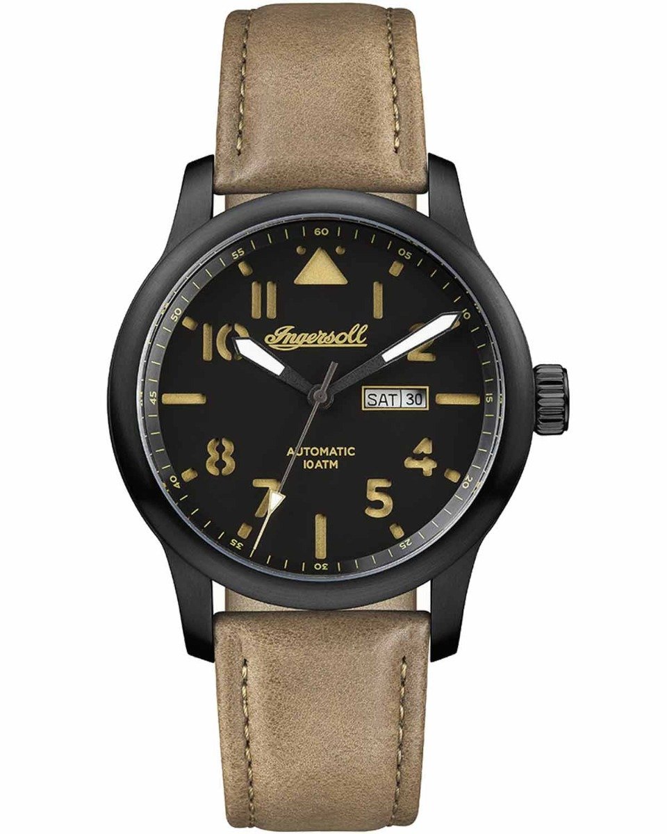 Ingersoll I01302 Hatton Automatic Brown Leather Strap - Κοσμηματοπωλείο Goldy