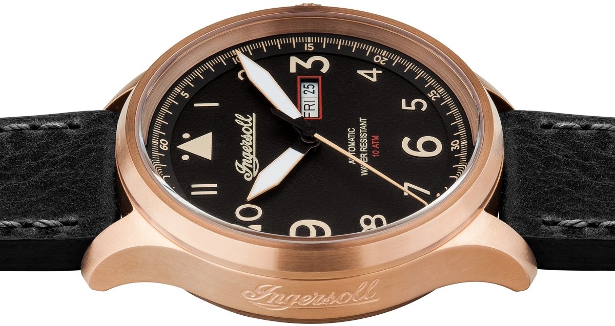 Ingersoll I01803 Bateman Automatic Black Leather Strap - Κοσμηματοπωλείο Goldy