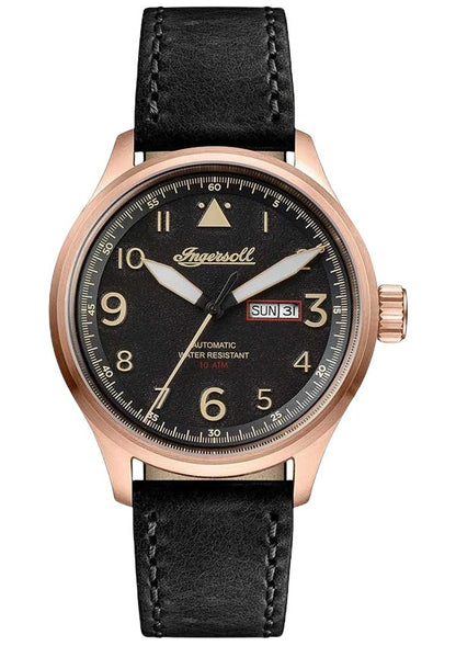 Ingersoll I01803 Bateman Automatic Black Leather Strap - Κοσμηματοπωλείο Goldy