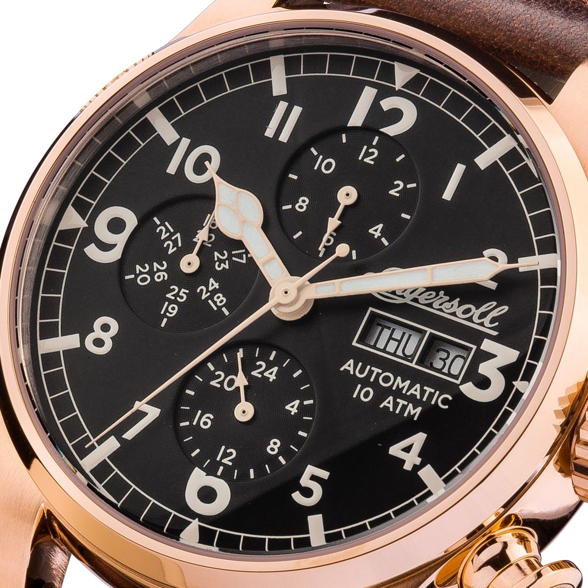 Ingersoll I02201 Armstrong Automatic Brown Leather Strap - Κοσμηματοπωλείο Goldy