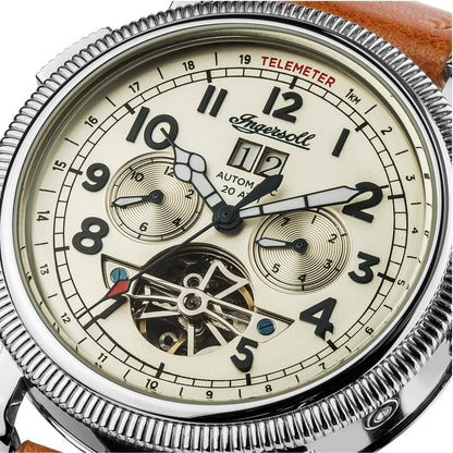 Ingersoll I02601 Bloch Automatic Brown Leather Strap - Κοσμηματοπωλείο Goldy