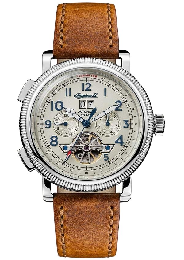 Ingersoll I02601 Bloch Automatic Brown Leather Strap - Κοσμηματοπωλείο Goldy