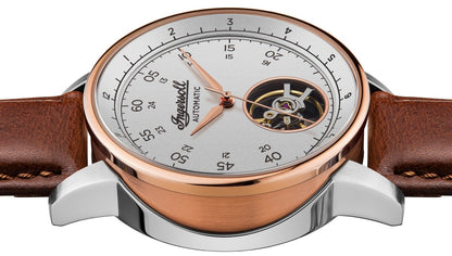 Ingersoll I08001 Miles Automatic Rose Gold Brown Leather Strap - Κοσμηματοπωλείο Goldy