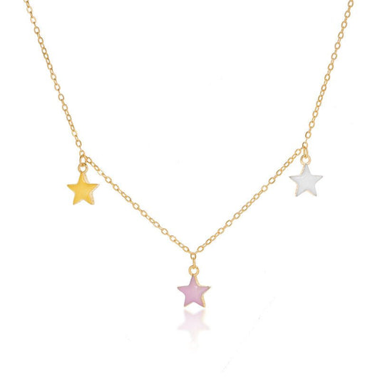 JOOLS N2754 Παιδικό Κολιέ Από Επιχρυσωμένο Ασήμι με Πολύχρωμα Αστέρια - Κοσμηματοπωλείο Goldy