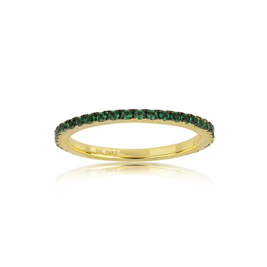 JOOLS R12082.1 Δαχτυλίδι Σειρέ Από Επιχρυσωμένο Ασήμι με Πράσινα Ζιργκόν - Κοσμηματοπωλείο Goldy